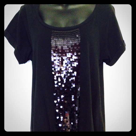 LOFT Tops - NWOT Black Ann Taylor Loft Sequin Bling Top