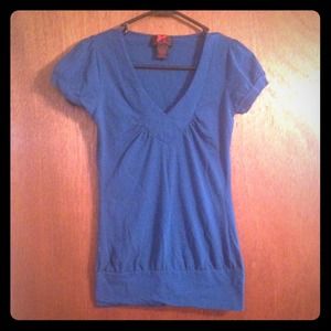 Royal blue V neck top.
