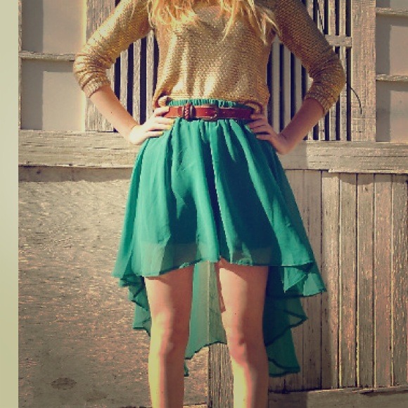 NEW Medium Green Hi Lo Skirt S
