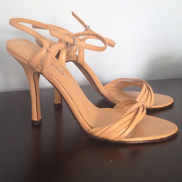 Bebe Nude ankle strap heels sandals