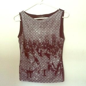 Black & White Sequined Vintage Tank Top