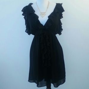 Black chiffon babydoll ruffle dress forever 21 lbd