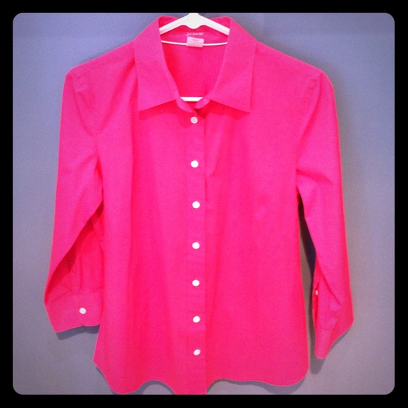 J Crew hot pink shirt