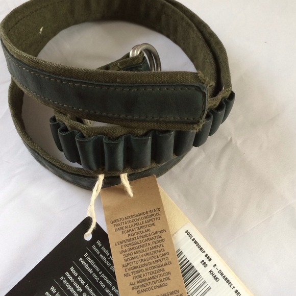 Diesel Canvas Leather Belt Khaki Size: 80 main image 4