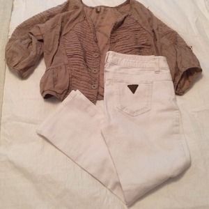 White Destroyed Capris