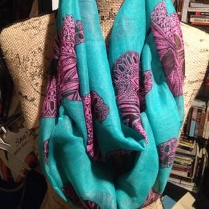 Turquoise/purple Skull Print Infinity Scarf