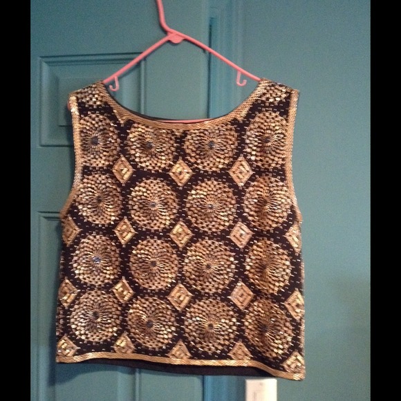 80's Vintage Adrienne Vittadini  Beaded Top.