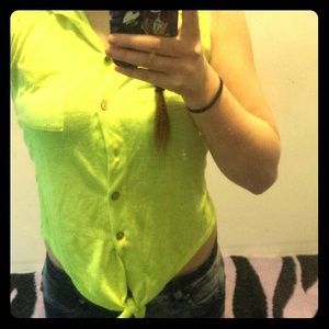 Yellow sleevless button up