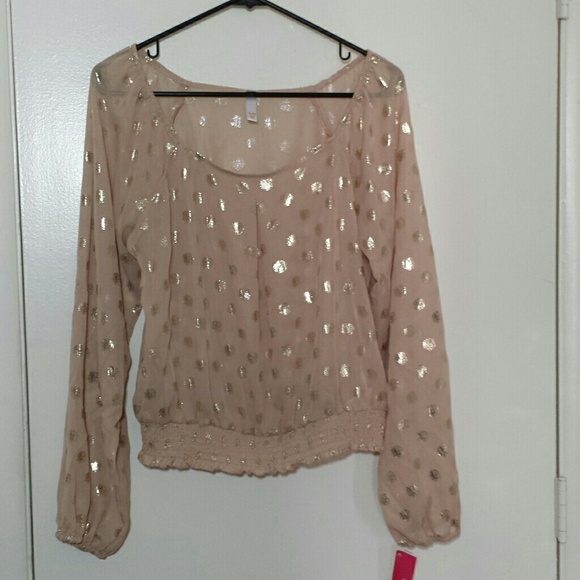 Sheer, Nude and Gold Polka Dot Top