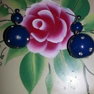 Navy blue Earrings and Necklace Set
