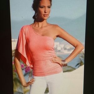 Glitter one shoulder drape top