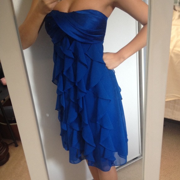 Cute Silky Blue Ruffled Dress! - Picture 2 of 3