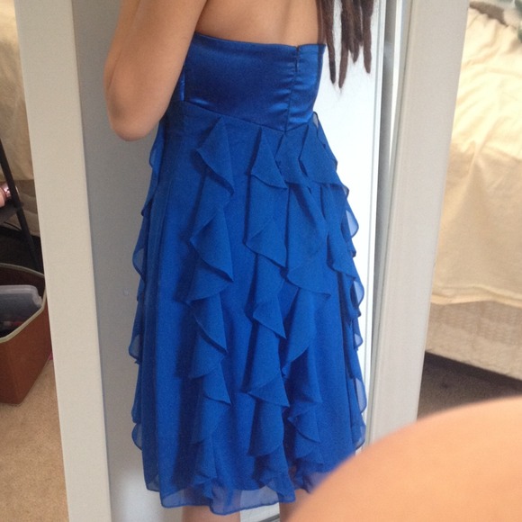 Cute Silky Blue Ruffled Dress! - Picture 3 of 3