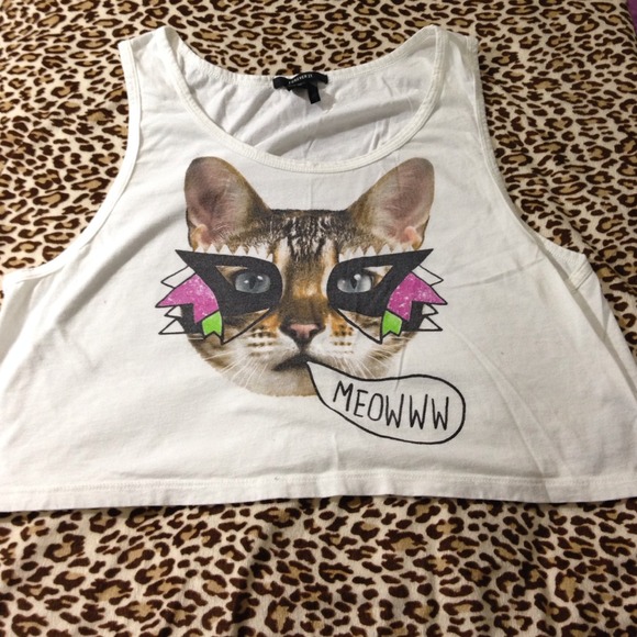 F21 Cat Crop Top