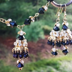 Black & gold with rhinestones jewelry set