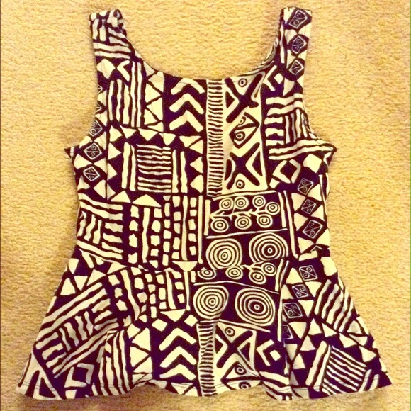 *SOLD* Tribal print peplum top