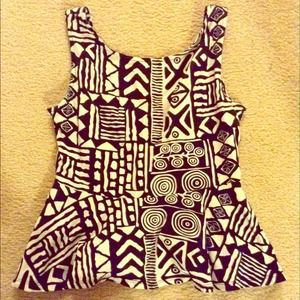*SOLD* Tribal print peplum top