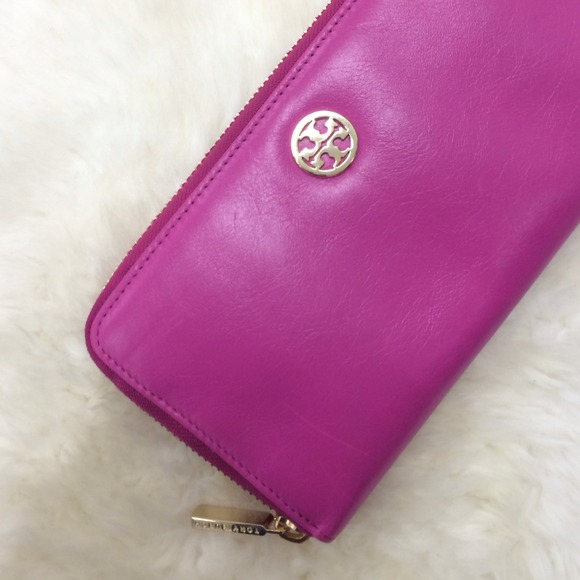 Hot Pink Tory Burch Continental Zip Wallet