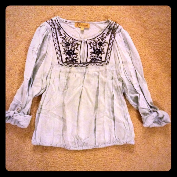 Blue embroidered blouse