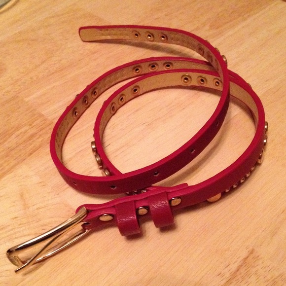 Red studded belt.