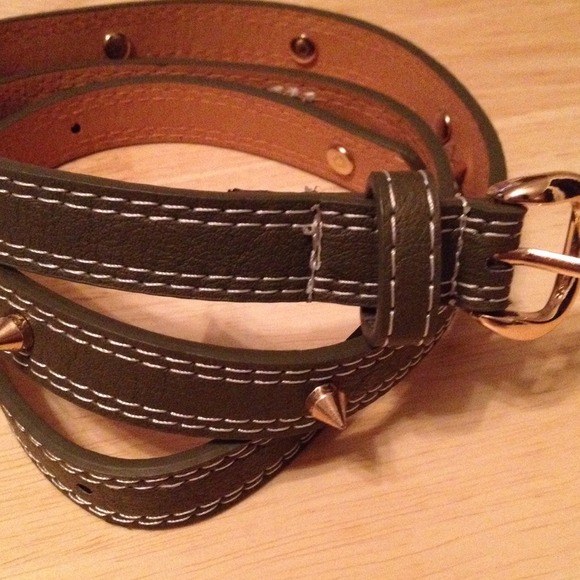 Thin studded olive belt