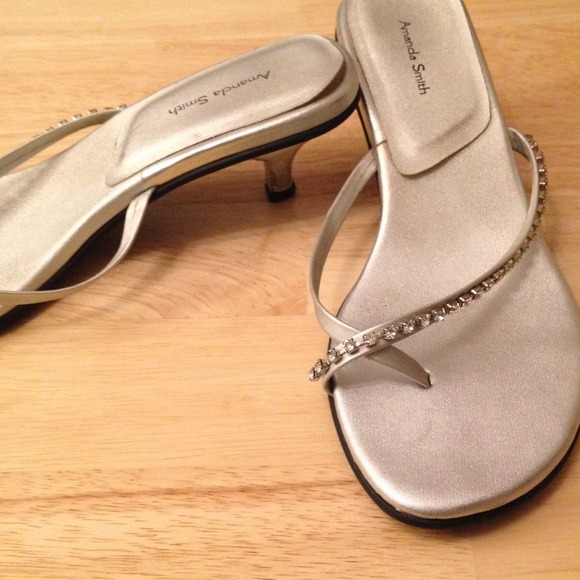 Silver rhinestone kitten heel