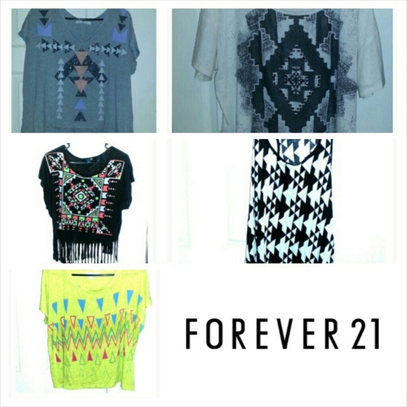 5 Shirts for ONLY $15 !! Forever21 Cropped Geo Tee - Picture 1 of 1