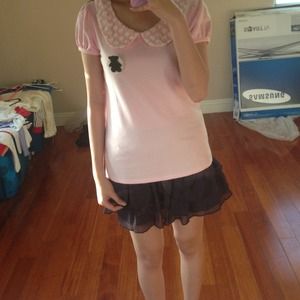 Brand new peter pan polka dot pink top