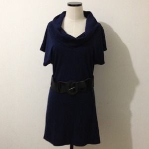 Navy color dress with belt