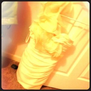Size 2 Eggshell one-shoulder ruffle cocktail dress