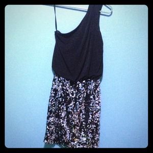 One shoulder sequin dress