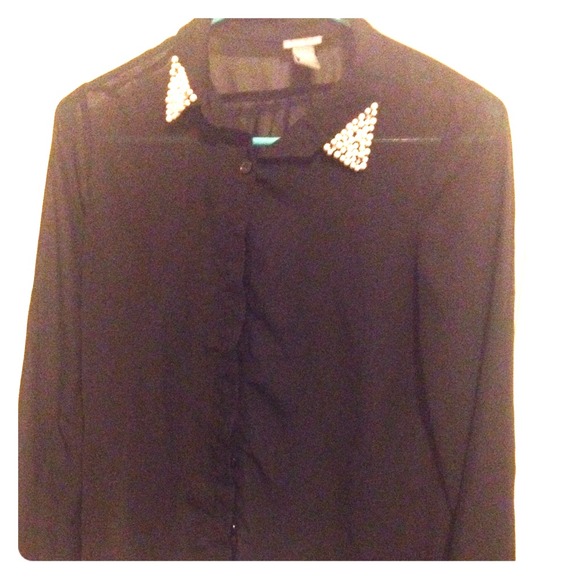 Black lace long sleeve shirt