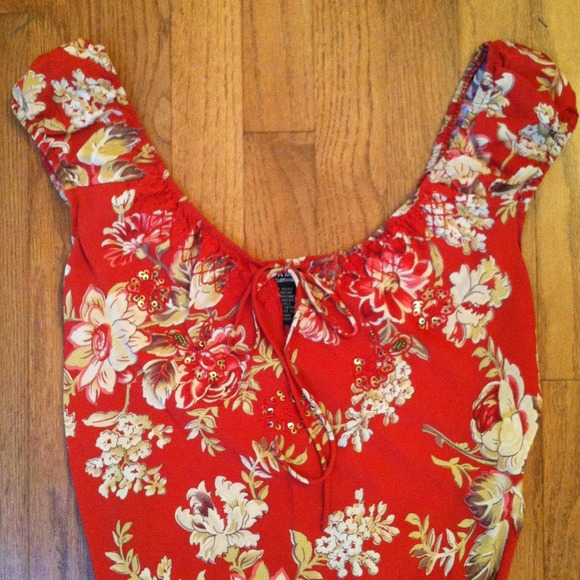 SOLD Flirty & Floral Red Sundress - Picture 3 of 4