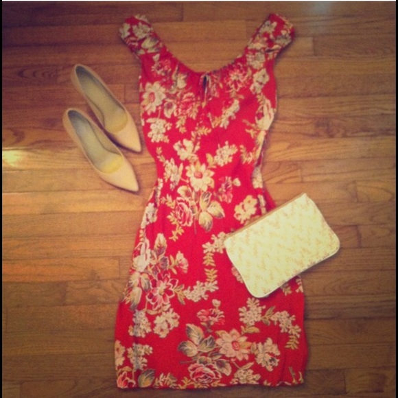 SOLD Flirty & Floral Red Sundress - Picture 2 of 4