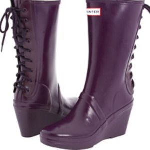 Hunter Verbier Wedge Heel Rain Boots PurpleDustbag