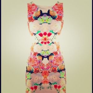 Floral boycon illusion dress