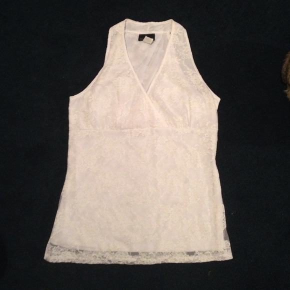 White Sleeveless Lace Blouse