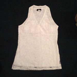 White Sleeveless Lace Blouse