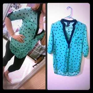 TURQUOISE POLKA DOT TOP
