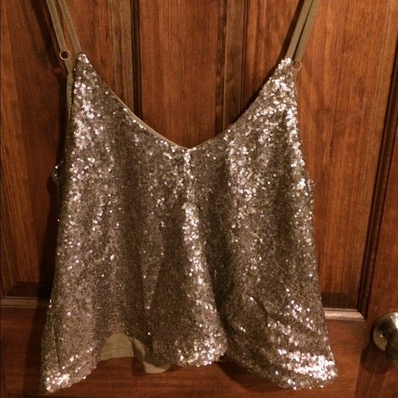 gold sequined crop top