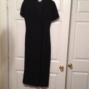Black calf length wrap dress