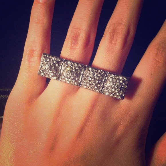 Silver Crystal Double Ring