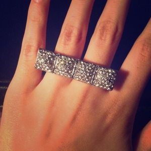 Silver Crystal Double Ring