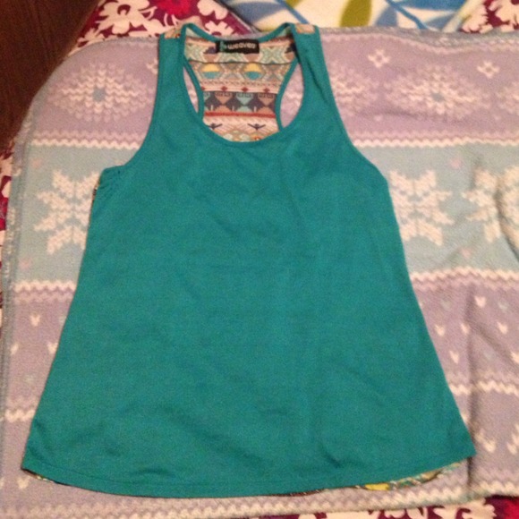 Turquoise tank with Aztec back design