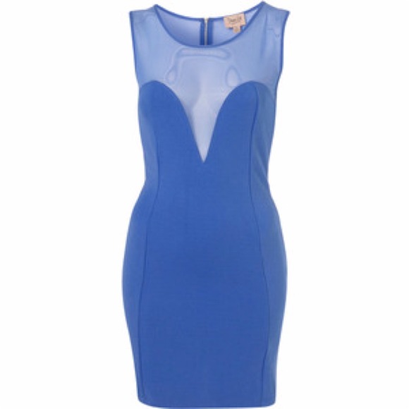 SOLD Topshop blue mesh sweetheart bodycon dress