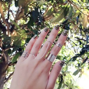 Silver Cuff, Triple, Double Barrel Midi Rings