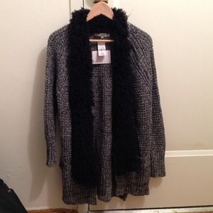 LF Stores fur open cardigan sweater coat