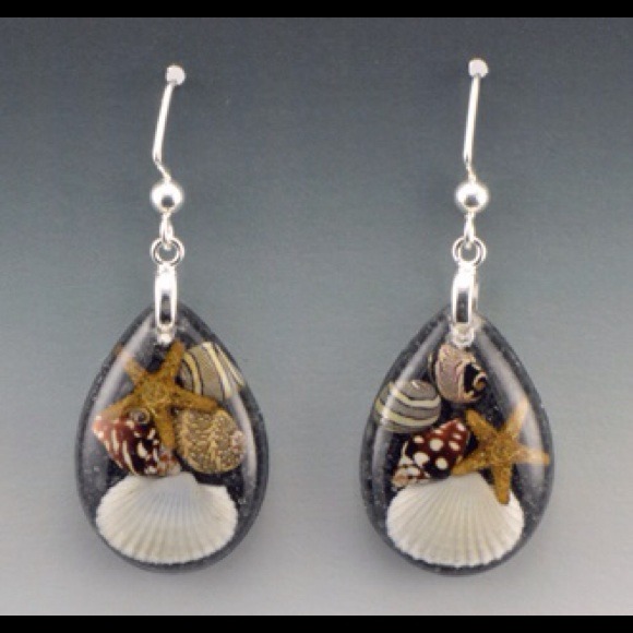 Sand and Sea Resin Drop Earrings