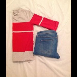 TODAY ONLY $12 Coral oatmeal colorblock pullover