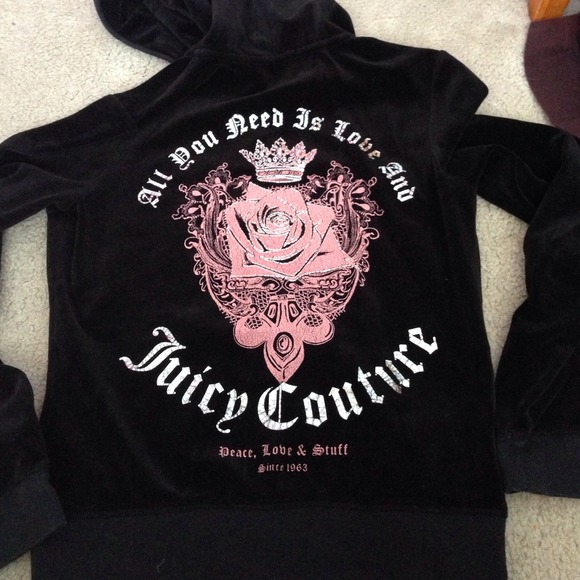 Juicy Couture Sweaters - Juicy Couture black hoodie size Large . Hott!!